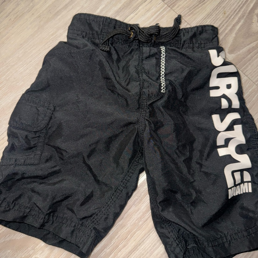 Surf Style Black Kids Swim Trunks